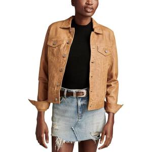 imageLucky Brand Womens Leather Trucker JacketCognac