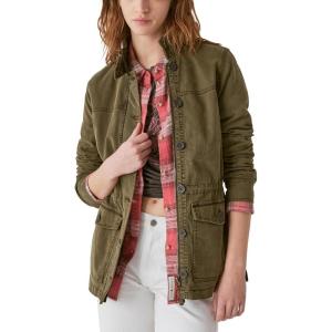 imageLucky Brand Womens Long Sleeve Button Up Two Pocket Utility JacketOlive Night