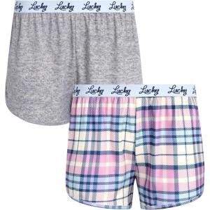 imageLucky Brand Womens Pajama Bottoms  UltraSoft 2 Pack Sleep and Lounge Sweat Shorts Cortos de Pijama para MujerPinkBlue Plaid