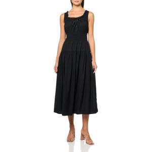 imageLucky Brand Womens Poplin Lace Trimmed Smocked Midi DressCaviar