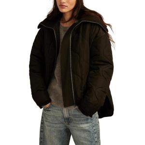 imageLucky Brand Womens Quilted Jacket with Ribbed CollarBlack