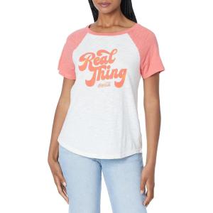 imageLucky Brand Womens Sure Thing Coke Raglan Crew TeeWhiteRed Combo