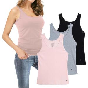 imageLucky Brand Womens Tank Top  3 Pack Stretch Cotton Scoop Neck Ribbed Sleeveless TShirt Camiseta sin Mangas para MujerLight Pink