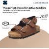 imageLucky Brand Toddler Unisex Baby Boy Blanc Double Strap Casual Toddlers Sandals with Hook and Loop Closure ToddlersBrown