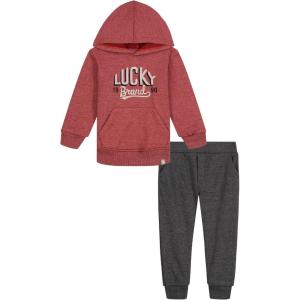 imageLucky Brand babyboys 2 Piece Fleece Hooded Jog SetBiking Red  Heather
