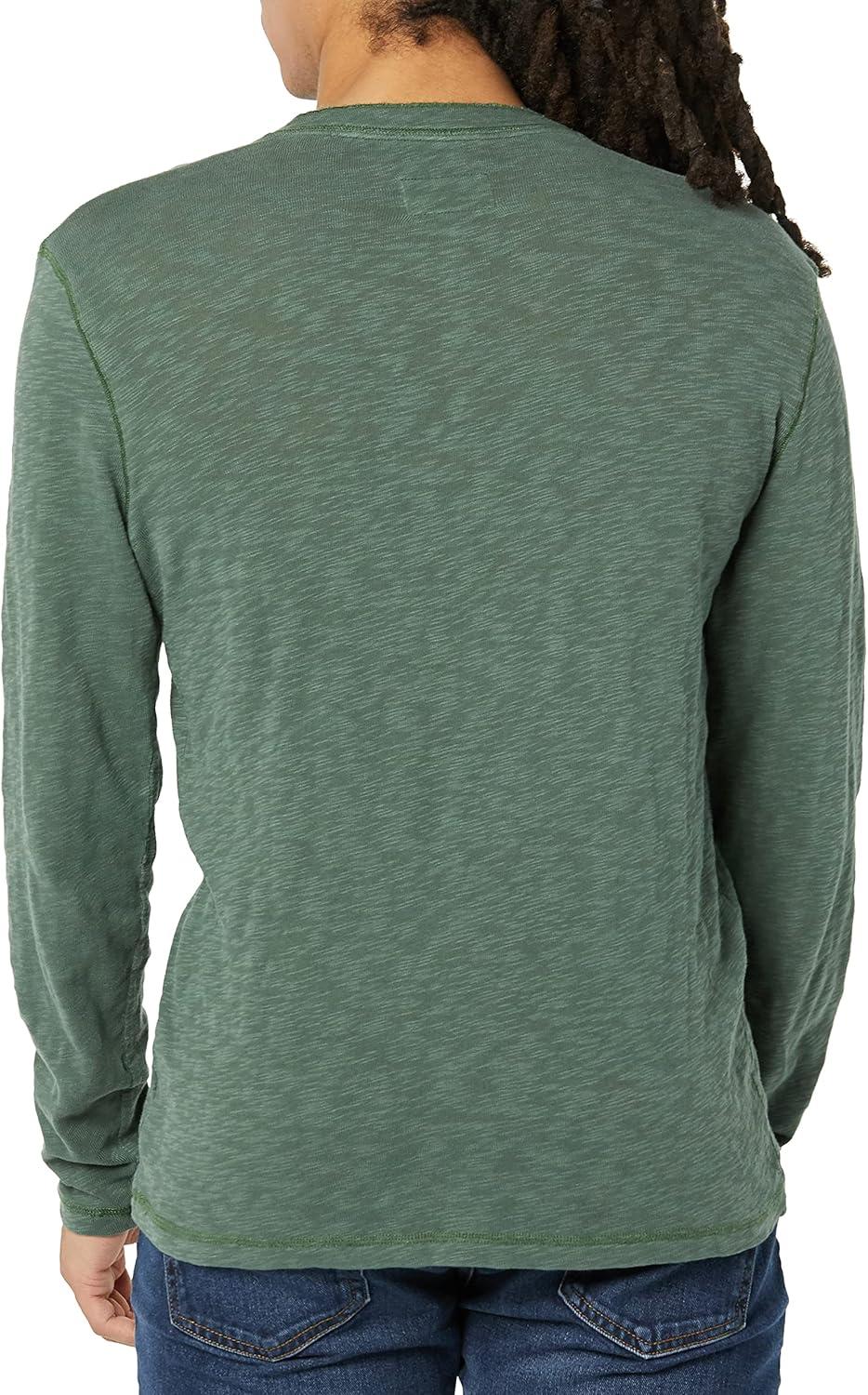 imageLucky Brand Mens Crewneck Vintage Washed Snap Button Henley ShirtDark Forest