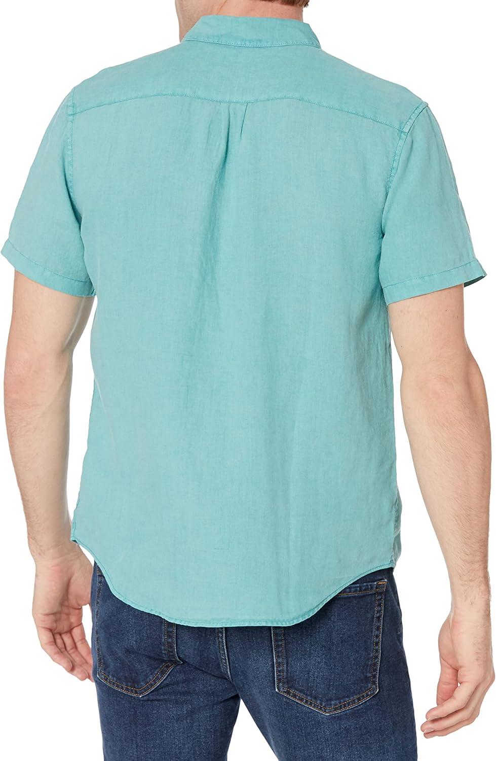 imageLucky Brand Mens Short Sleeve Button Up One Pocket San Gabriel ShirtAgate Green