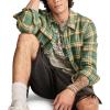 imageLucky Brand Mens Big Slub Twill Plaid Long Sleeve Utility ShirtGreen Multi