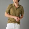 imageLucky Brand Mens Short Sleeve Linen Johnny Collar PoloDark Olive