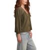 imageLucky Brand Womens Knit Mix Peasant BlouseDusty Olive