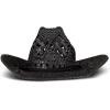 imageLucky Brand Womens Straw Cowboy Hat  Western  Woven  Wide Brim  Adjustable  Breathable  Straw  Sun ProtectionWoven Straw  Black