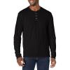 imageLucky Brand Mens Crewneck Vintage Washed Snap Button Henley ShirtJet Black