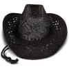 imageLucky Brand Womens Straw Cowboy Hat  Western  Woven  Wide Brim  Adjustable  Breathable  Straw  Sun ProtectionWoven Straw  Black