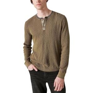 imageLucky Brand Mens Acid Wash Thermal Henley WContrast PlacketGreen Multi
