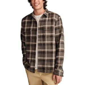 imageLucky Brand Mens Big Slub Twill Plaid Long Sleeve Utility ShirtBlack Multi