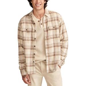 imageLucky Brand Mens Big Slub Twill Plaid Long Sleeve Utility ShirtBrown Multi