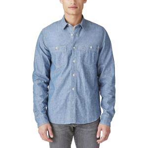 imageLucky Brand Mens Chambray Workwear Long Sleeve ShirtBlue Indigo