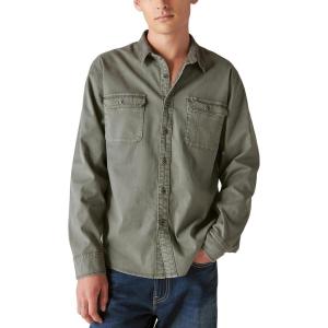 imageLucky Brand Mens Corduroy Collar Washed Long Sleeve ShirtCastor Gray