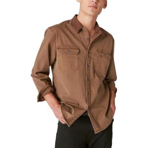 imageLucky Brand Mens Corduroy Collar Washed Long Sleeve ShirtCoffee Liqueur