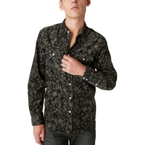imageLucky Brand Mens Corduroy Printed Western Long Sleeve ShirtBlack Multi