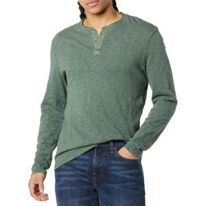 imageLucky Brand Mens Crewneck Vintage Washed Snap Button Henley ShirtDark Forest