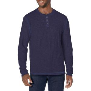 imageLucky Brand Mens Crewneck Vintage Washed Snap Button Henley ShirtNightshadow Blue