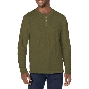 imageLucky Brand Mens Crewneck Vintage Washed Snap Button Henley ShirtRifle Green