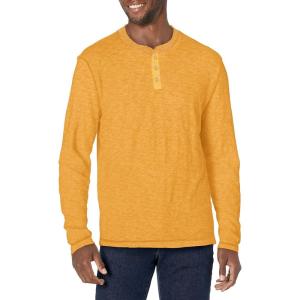 imageLucky Brand Mens Crewneck Vintage Washed Snap Button Henley ShirtSpruce Yellow