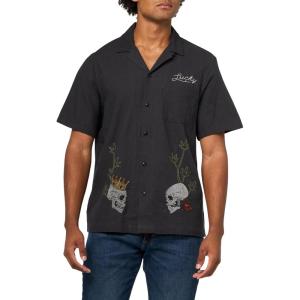 imageLucky Brand Mens Embroidered Camp Collar ShirtPhantom