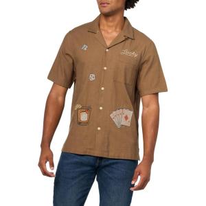 imageLucky Brand Mens Embroidered Camp Collar ShirtTeak