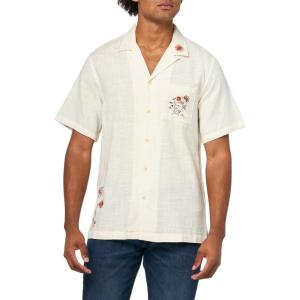 imageLucky Brand Mens Embroidered Camp Collar ShirtWhisper White