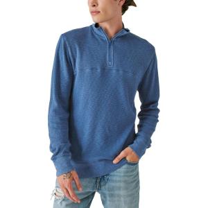 imageLucky Brand Mens Garment Dye Thermal Mock Half ZipTrue Navy