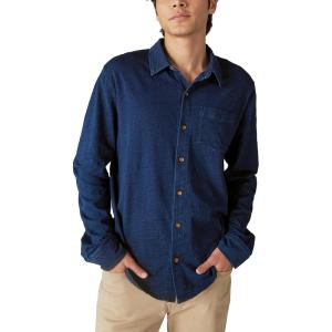 imageLucky Brand Mens Indigo Knit Button Down Shirt 419 Indigo