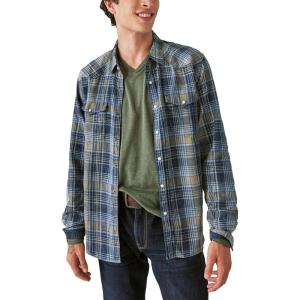 imageLucky Brand Mens Indigo Plaid Western Long Sleeve ShirtBlue Plaid