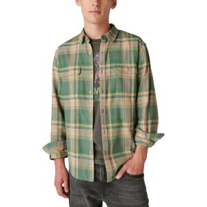 imageLucky Brand Mens Indigo Plaid Western Long Sleeve ShirtGreen Plaid