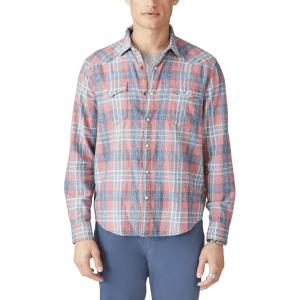imageLucky Brand Mens Indigo Plaid Western Long Sleeve ShirtIndigo Plaid