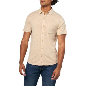 imageLucky Brand Mens Linen Short Sleeve Button Up ShirtPlaza Taupe
