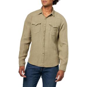 imageLucky Brand Mens Linen Western Long Sleeve ShirtDeep Lichen Green