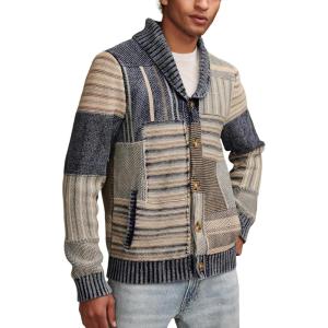 imageLucky Brand Mens Patchwork Shawl CardiganDenim Combo
