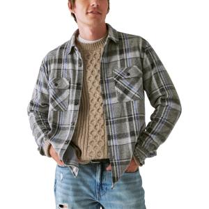 imageLucky Brand Mens Plaid Brushed Knit Long Sleeve ShirtGrey Multi Plaid