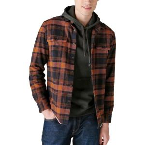 imageLucky Brand Mens Plaid Cloud Soft Long Sleeve FlannelNavyOrange