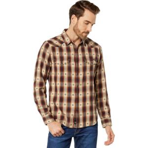 imageLucky Brand Mens Plaid Dobby Western Long Sleeve ShirtBrown Plaid