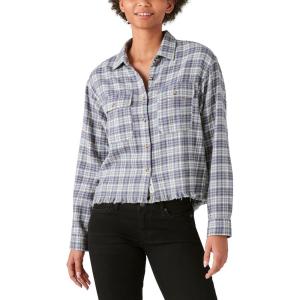 imageLucky Brand Mens Plaid Dobby Western Long Sleeve ShirtGrey Plaid