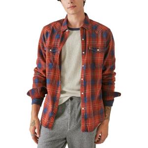imageLucky Brand Mens Plaid Indigo Western Long Sleeve ShirtRed Plaid
