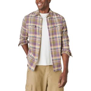 imageLucky Brand Mens Plaid Utility Cloud Soft Long Sleeve FlannelOlive Multi