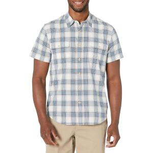 imageLucky Brand Mens Plaid Workwear Short Sleeve ShirtWhiteNavy