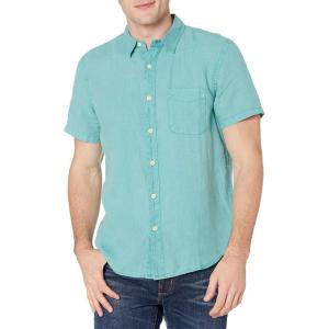 imageLucky Brand Mens Short Sleeve Button Up One Pocket San Gabriel ShirtAgate Green