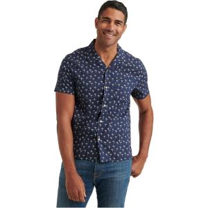 imageLucky Brand Mens Short Sleeve Button Up One Pocket San Gabriel ShirtNavy Blue Print
