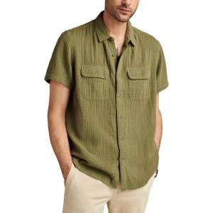 imageLucky Brand Mens Short Sleeve Double Weave Utility ShirtDeep Lichen Green