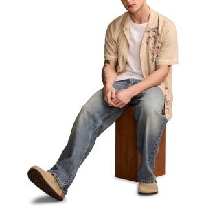 imageLucky Brand Mens Short Sleeve Embroidered Camp Collar Shirt